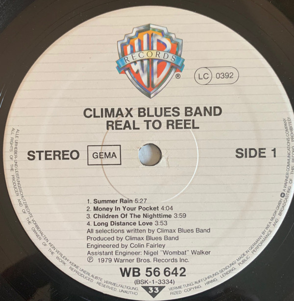 Climax Blues Band - Real To Reel | Warner Bros. Records (WB 56 642) - 3