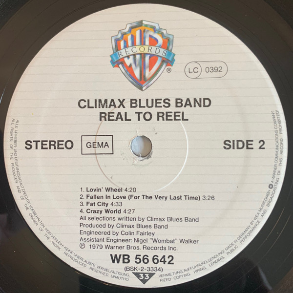 Climax Blues Band - Real To Reel | Warner Bros. Records (WB 56 642) - 4