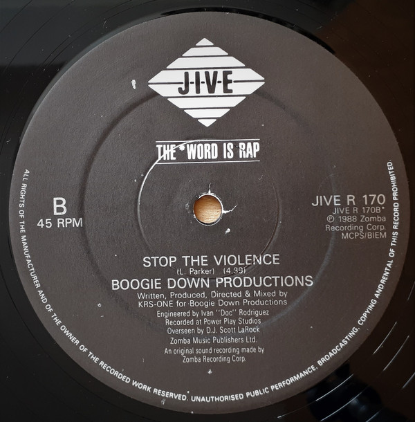 Boogie Down Productions - My Philosophy / Stop The Violence | Jive (R 170) - 4