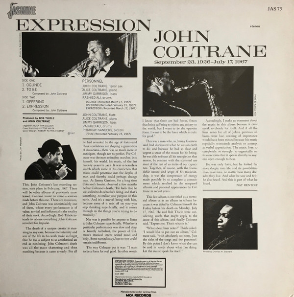 John Coltrane - Expression | Jasmine Records (JAS 73) - 2