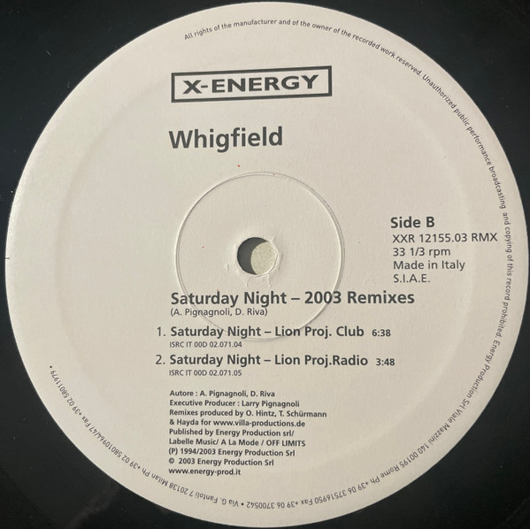 Whigfield - Saturday Night (2003 Remixes) | X-Energy Records (XXR 12155.03 RMX) - 4