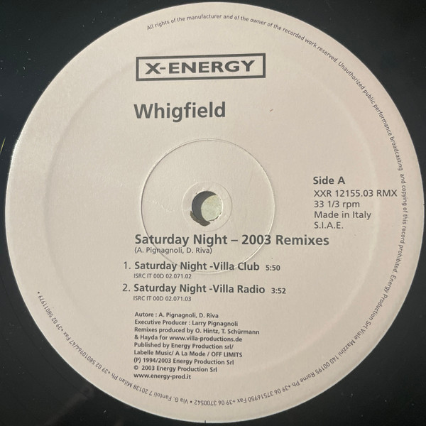 Whigfield - Saturday Night (2003 Remixes) | X-Energy Records (XXR 12155.03 RMX) - 3