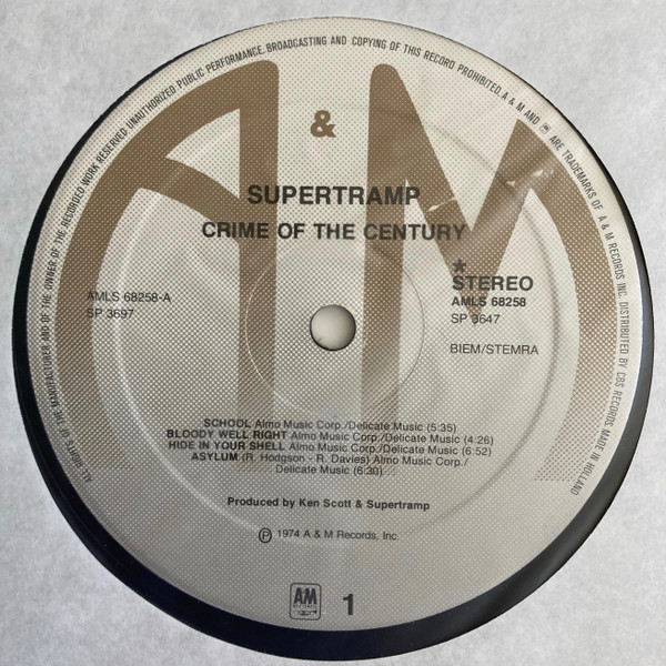 Supertramp - Crime Of The Century | A&M Records (AMLS 68258) - 5 Supertramp - Crime Of The Century | A&M Records (AMLS 68258) - 5