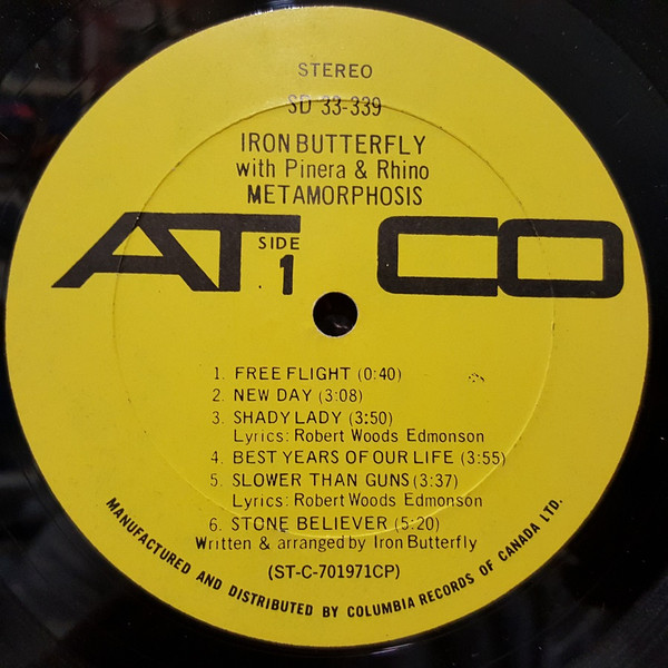 Iron Butterfly With Pinera & Rhino - Metamorphosis | ATCO Records (SD 33-339) - 3 Iron Butterfly With Pinera & Rhino - Metamorphosis | ATCO Records (SD 33-339) - 3