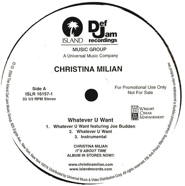 Christina Milian - Whatever U Want | Island Records (ISLR 16157-1) - main Christina Milian - Whatever U Want | Island Records (ISLR 16157-1) - main