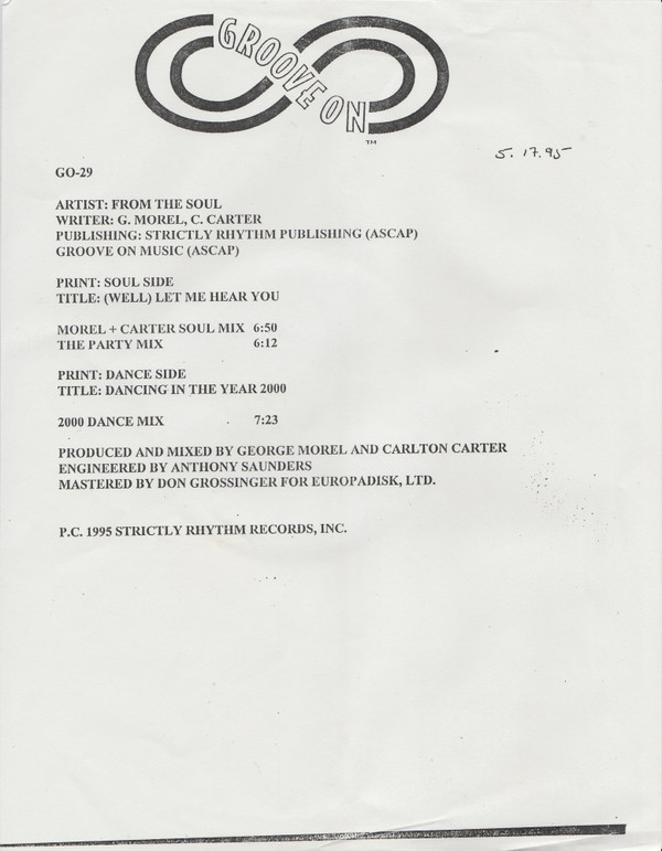 From The Soul - (Well) Let Me Hear You / Dancing In The Year 2000 | Groove On (GO-29) - main