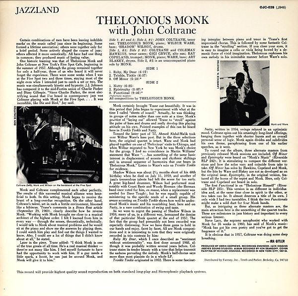 Thelonious Monk With John Coltrane - Thelonious Monk With John Coltrane | Original Jazz Classics (OJC-039) - 2 Thelonious Monk With John Coltrane - Thelonious Monk With John Coltrane | Original Jazz Classics (OJC-039) - 2
