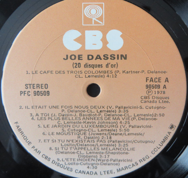 Joe Dassin - 20 Disques D'Or | CBS (PFC 90509) - 3 Joe Dassin - 20 Disques D'Or | CBS (PFC 90509) - 3
