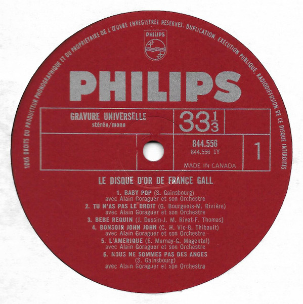France Gall - Le Disque D'or De France Gall | Philips (844.556) - 3