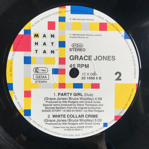 Grace Jones - Party Girl | Manhattan Records (K 060 20 1696 6) - 4 Grace Jones - Party Girl | Manhattan Records (K 060 20 1696 6) - 4