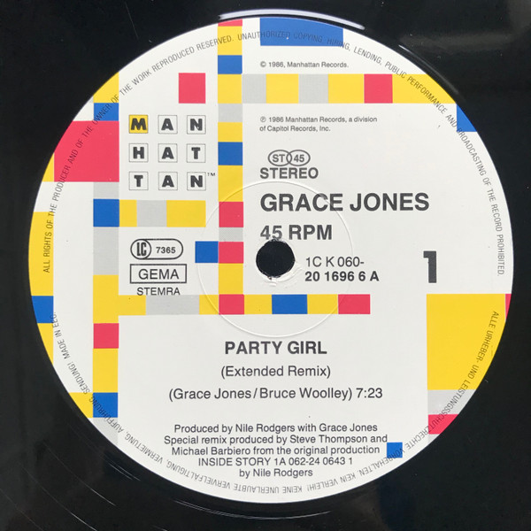 Grace Jones - Party Girl | Manhattan Records (K 060 20 1696 6) - 3 Grace Jones - Party Girl | Manhattan Records (K 060 20 1696 6) - 3