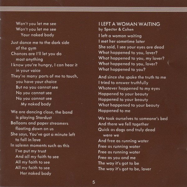 Leonard Cohen - Death Of A Ladies' Man | Columbia (COL CD 86042) - 5