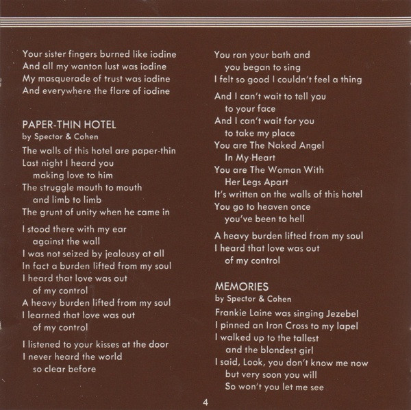 Leonard Cohen - Death Of A Ladies' Man | Columbia (COL CD 86042) - 4