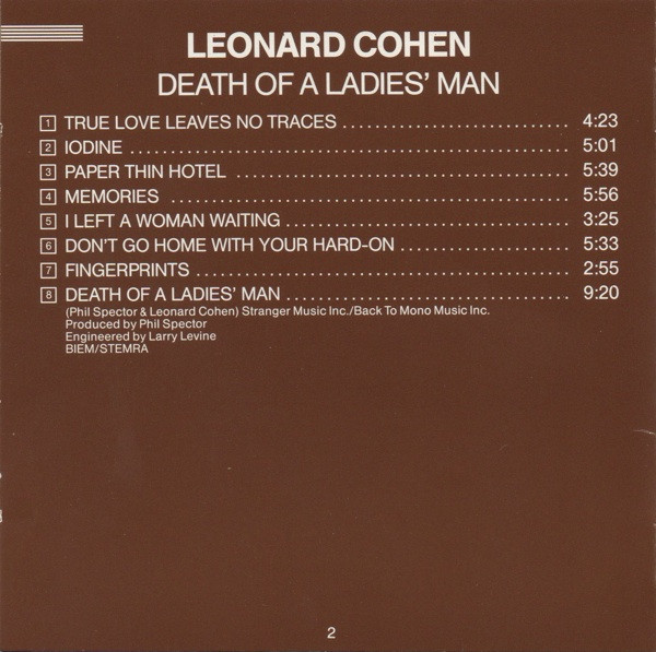 Leonard Cohen - Death Of A Ladies' Man | Columbia (COL CD 86042) - 2