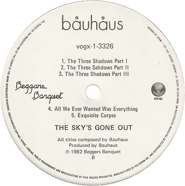 Bauhaus - The Sky's Gone Out | Vertigo (VOGX-1-3326) - 4