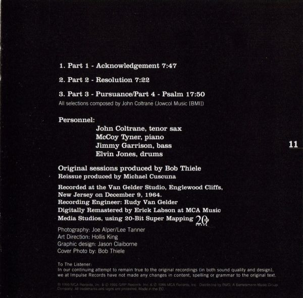 John Coltrane - A Love Supreme CD | Impulse! (IMP 11552) - 22