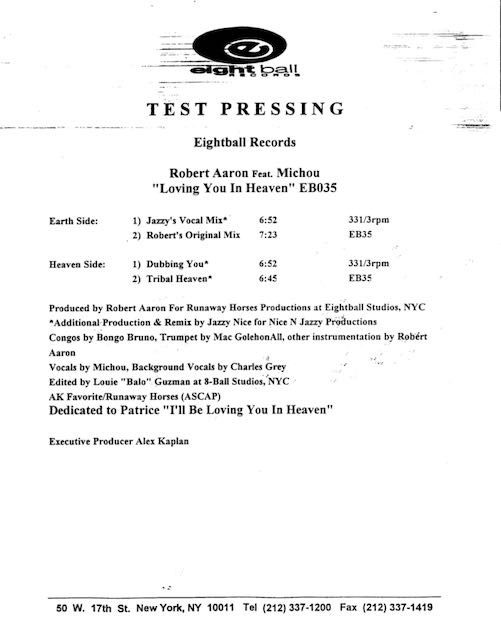 Robert Aaron Featuring Michou - Loving You In Heaven | Eightball Records (EB 035)