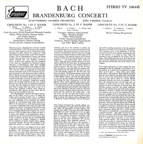 Brandenburg Concerti № 1, In F / № 2, In F / № 3, In G