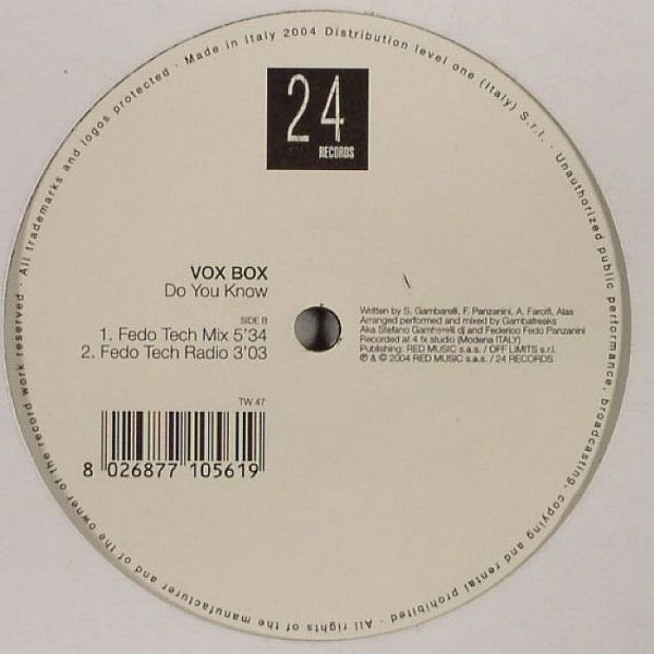 Vox Box - Do You Know | 24 Records (TW 47) - 2