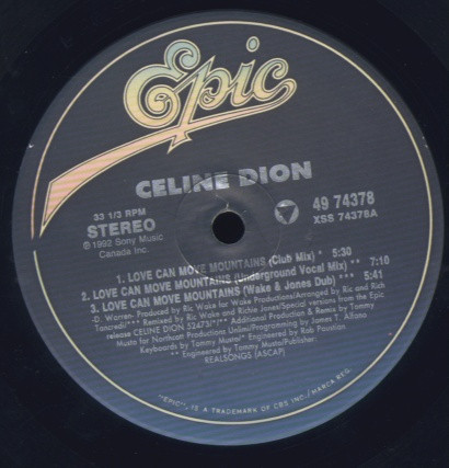 Celine Dion - Love Can Move Mountains | Epic (49 74378) - 4