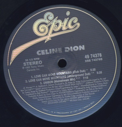 Celine Dion - Love Can Move Mountains | Epic (49 74378) - 5