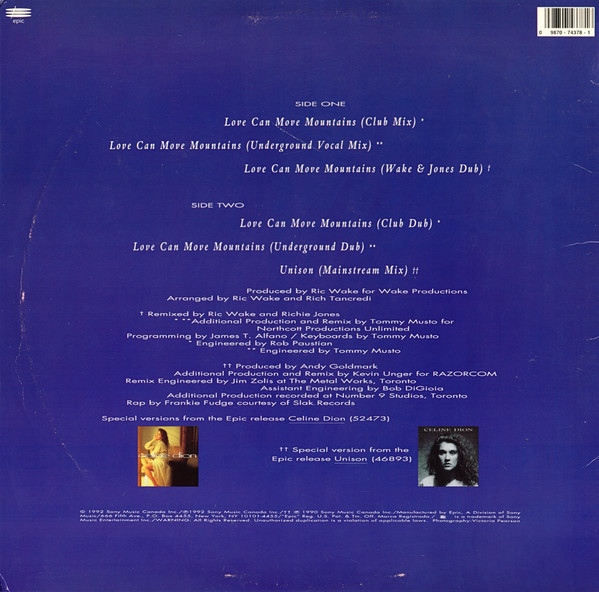 Celine Dion - Love Can Move Mountains | Epic (49 74378) - 3