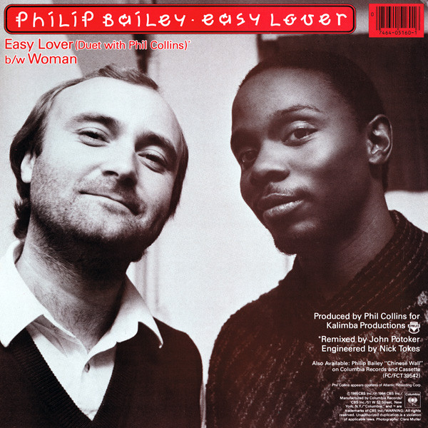 Philip Bailey Duet With Phil Collins / Philip Bailey - Easy Lover (Extended Dance Remix) b/w Woman | Columbia (44-05160) - 2 Philip Bailey Duet With Phil Collins / Philip Bailey - Easy Lover (Extended Dance Remix) b/w Woman | Columbia (44-05160) - 2