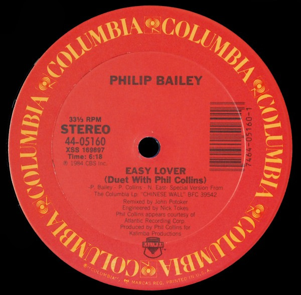 Philip Bailey Duet With Phil Collins / Philip Bailey - Easy Lover (Extended Dance Remix) b/w Woman | Columbia (44-05160) - 3 Philip Bailey Duet With Phil Collins / Philip Bailey - Easy Lover (Extended Dance Remix) b/w Woman | Columbia (44-05160) - 3