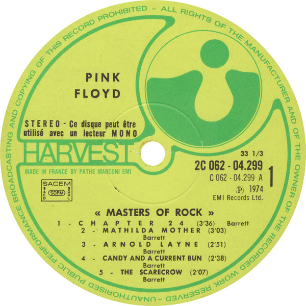 Pink Floyd - Masters Of Rock | Harvest (2C 062-04 299) - 3