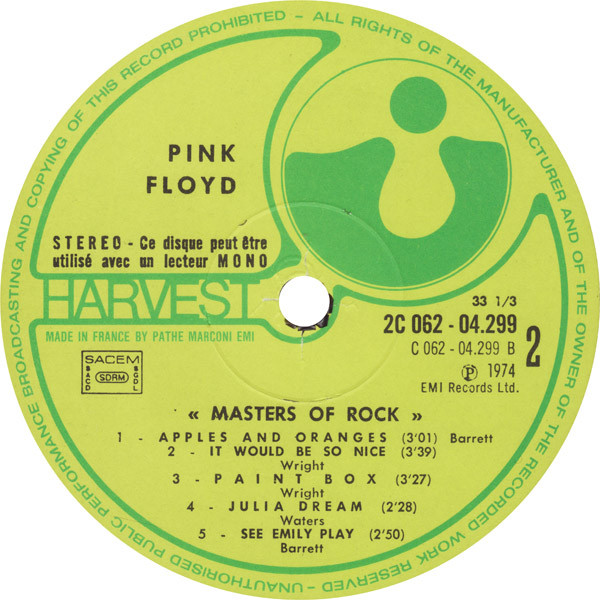 Pink Floyd - Masters Of Rock | Harvest (2C 062-04 299) - 4