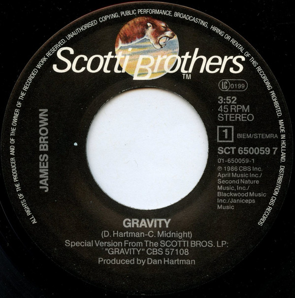 James Brown - Gravity | Scotti Bros. Records (SCT 650059 7) - 3 James Brown - Gravity | Scotti Bros. Records (SCT 650059 7) - 3