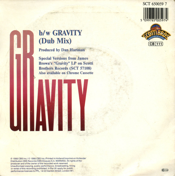 James Brown - Gravity | Scotti Bros. Records (SCT 650059 7) - 2 James Brown - Gravity | Scotti Bros. Records (SCT 650059 7) - 2