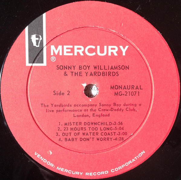 Sonny Boy Williamson and The Yardbirds - Sonny Boy Williamson & The Yardbirds | Mercury (MG 21071) - 4
