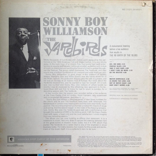 Sonny Boy Williamson and The Yardbirds - Sonny Boy Williamson & The Yardbirds | Mercury (MG 21071) - 2