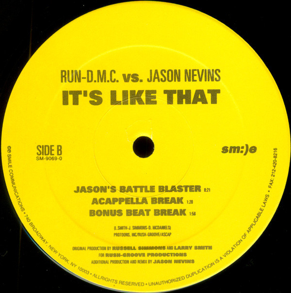 Run-DMC Vs. Jason Nevins - It's Like That | Sm:)e (SM-9069-0) - 2