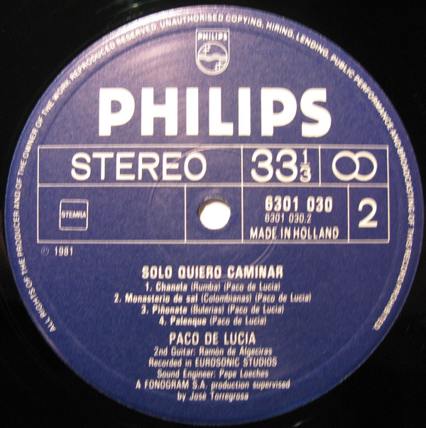 Paco de Lucia - Solo Quiero Caminar | Philips (6301 030) - 4 Paco de Lucia - Solo Quiero Caminar | Philips (6301 030) - 4