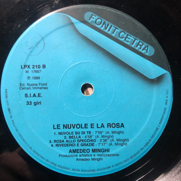 Amedeo Minghi - Le Nuvole E La Rosa | Fonit Cetra (LPX210) - 3