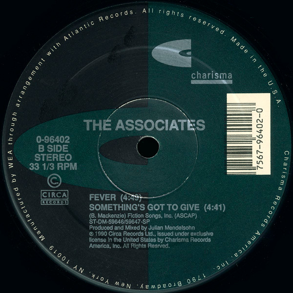 The Associates - Fever In The Shadows | Charisma (0-96402) - 2