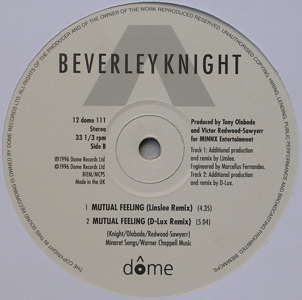Beverley Knight - Mutual Feeling | Dome Records (12 DOME 111) - 4