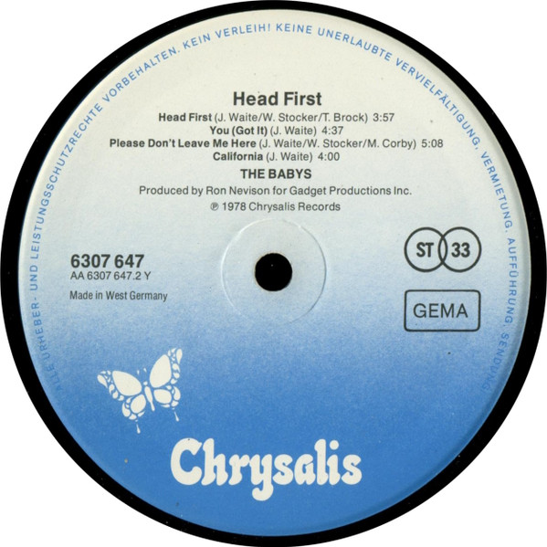 The Babys - Head First | Chrysalis (6307 647) - 4 The Babys - Head First | Chrysalis (6307 647) - 4