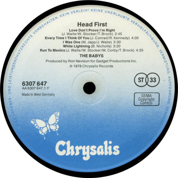 The Babys - Head First | Chrysalis (6307 647) - 3 The Babys - Head First | Chrysalis (6307 647) - 3