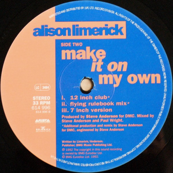 Alison Limerick - Make It On My Own | Arista (614 996) - 3