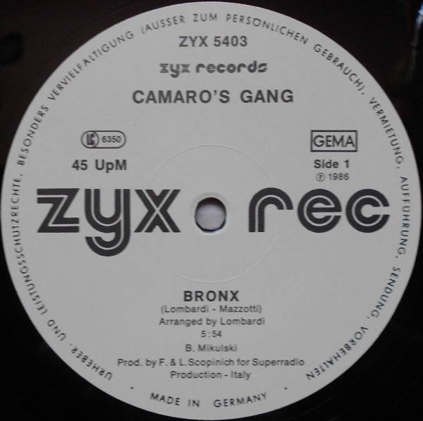 Camaro's Gang - Bronx | ZYX Records (ZYX 5403) - 3