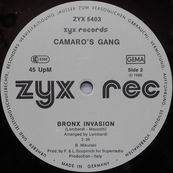Camaro's Gang - Bronx | ZYX Records (ZYX 5403) - 4