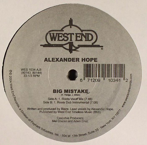 Alexander Hope - Big Mistake | West End Records (WES 1034) - main Alexander Hope - Big Mistake | West End Records (WES 1034) - main