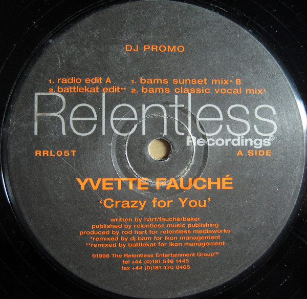 Yvette Fauché - Crazy For You | Relentless Recordings (RRL05T) - main