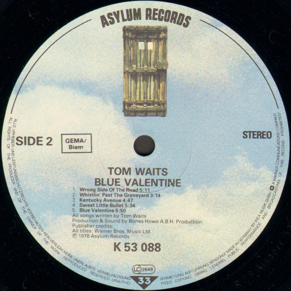 Tom Waits - Blue Valentine | Asylum Records (AS 53 088) - 6