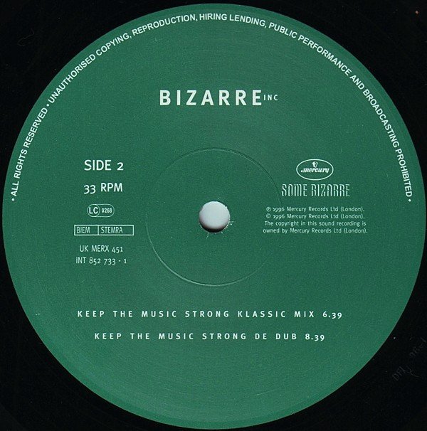 Bizarre Inc - Keep The Music Strong | Mercury (MERX 451) - 4 Bizarre Inc - Keep The Music Strong | Mercury (MERX 451) - 4