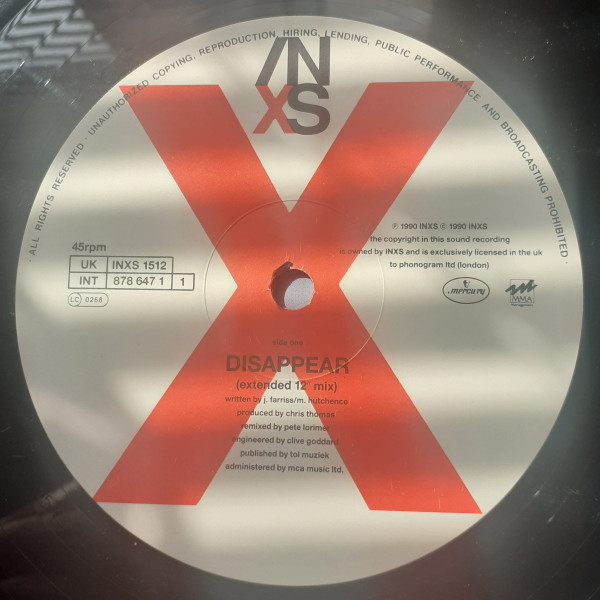 INXS - Disappear | Mercury (INXS 1512) - 3