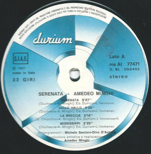 Amedeo Minghi - Serenata | Durium (ms AI 77471) - 3 Amedeo Minghi - Serenata | Durium (ms AI 77471) - 3
